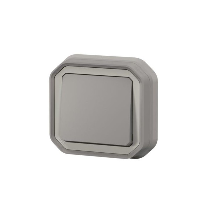 Legrand - Poussoir NO étanche Plexo 10A IP55 IK08 livré complet pour fixation en encastré - gris - Réf : 069820L