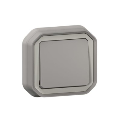 Legrand - Poussoir NO étanche Plexo 10A IP55 IK08 livré complet pour fixation en encastré - gris - Réf : 069820L