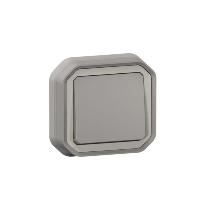 Legrand - Poussoir NO étanche Plexo 10A IP55 IK08 livré complet pour fixation en encastré - gris - Réf : 069820L