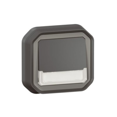 Legrand - Poussoir NO-NF lumineux avec voyant étanche Plexo 10A IP55 IK08 complet fixation encastré - anthracite - Réf : 069854L