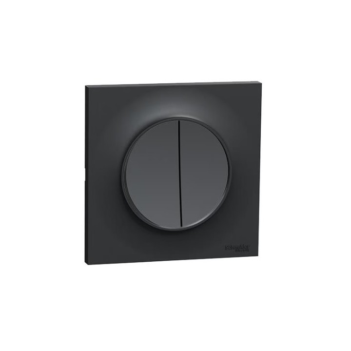 Schneider Odace - Interrupteur double va et vient anthracite complet - Réf : S540214-P