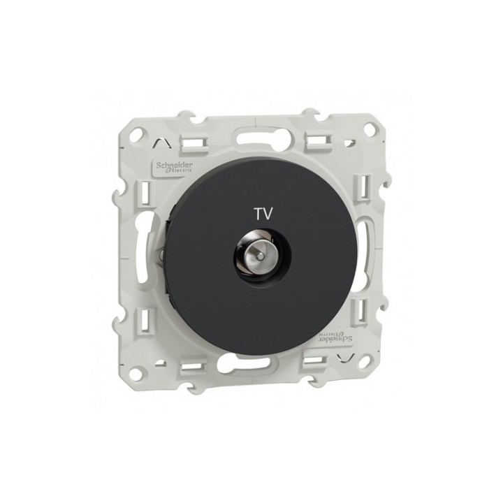 Schneider Odace - Prise TV anthracite complète - Réf : S540445-P