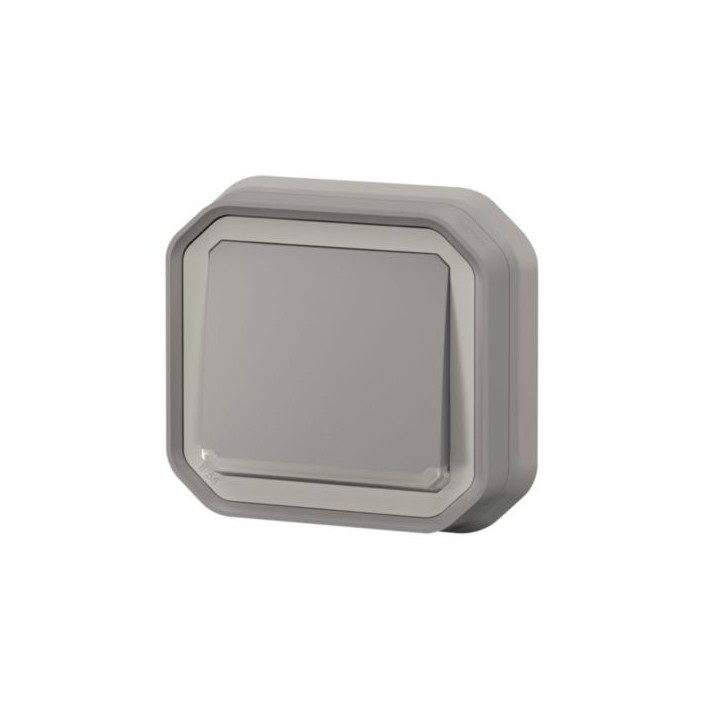 Legrand - Poussoir NO lumineux avec voyant Plexo 10A IP55 livré complet pour fixation en encastré - gris - Réf : 069832L