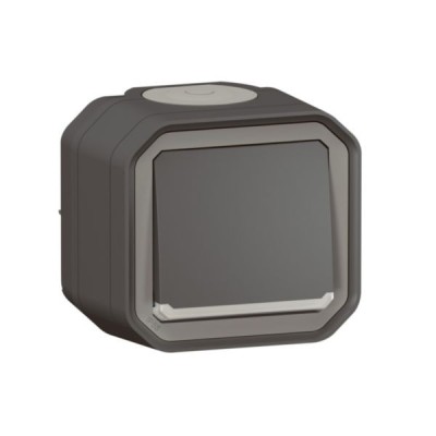 Legrand - Poussoir NO lumineux avec voyant Plexo 10A IP55 livré complet pour fixation en saillie - anthracite - Réf : 069782L