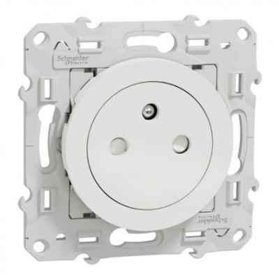 Schneider Odace - Prise de courant 2P+T affleurante blanc complet - Réf : S520052-P