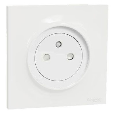 Schneider Odace - Prise de courant 2P+T affleurante blanc complet - Réf : S520052-P