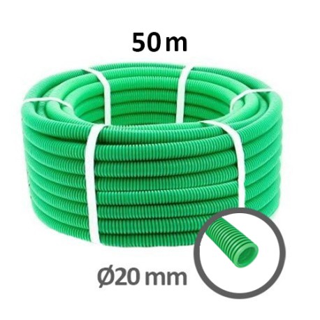 Qofil+ - Gaine électrique ICTA D20 verte double peau - ø20m - Couronne de 50m - Réf : PREV20B