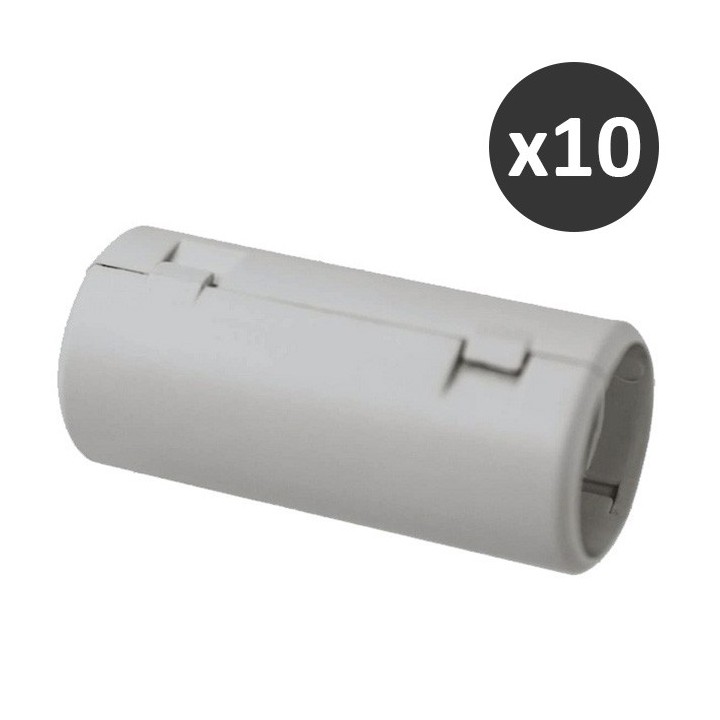 Eur'ohm - Lot de 10 manchons Ouvrables Gris - Ø25 mm - Réf : 42025(10)