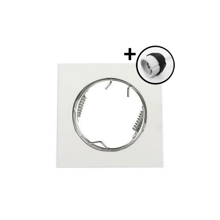 Krisane - Support spot orientable - Carré - avec douille GU10 - IP20 - blanc - Réf : KRI20027