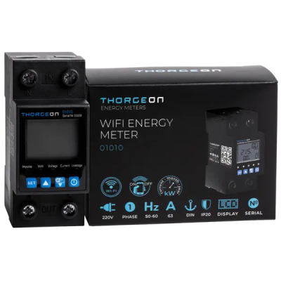 Thorgeon - Compteur d'énergie Wifi monophasé - 63A - 1P- DIN - IP20 - Réf : 01010