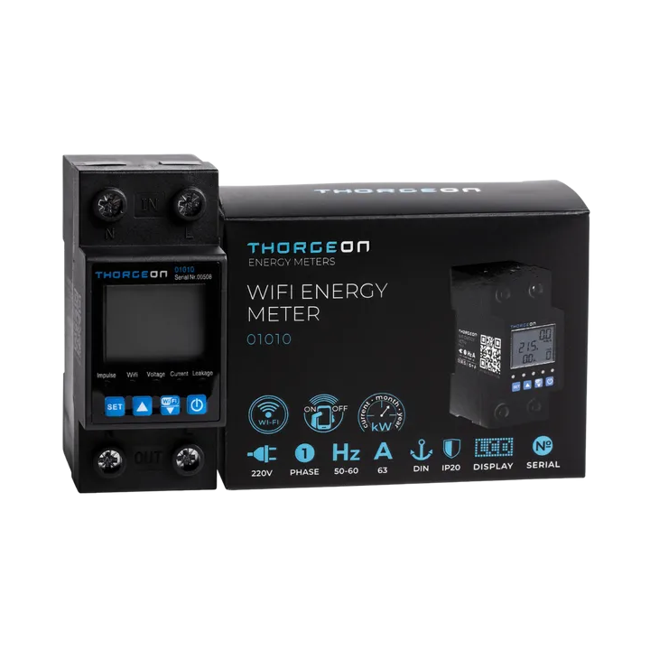 Thorgeon - Compteur d'énergie Wifi monophasé - 63A - 1P- DIN - IP20 - Réf : 01010