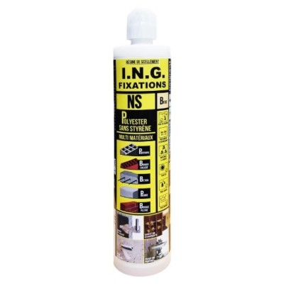ING - Résine polyester sans styrène agréée béton et maçonneries beige - 300 ml - Réf : INGA860050