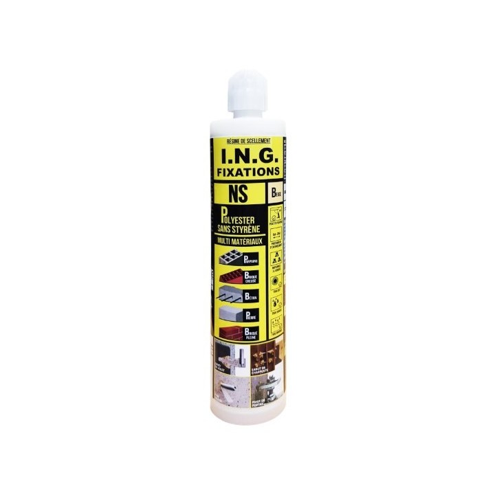 ING - Résine polyester sans styrène agréée béton et maçonneries beige - 300 ml - Réf : INGA860050