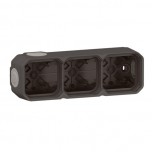 Legrand - Boîtier saillie étanche Plexo 3 postes horizontaux et verticaux 5 membranes - anthracite - Réf : 069603L
