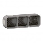 Legrand - Boîtier saillie étanche Plexo 3 postes horizontaux et verticaux 5 membranes - gris - Réf : 069680L