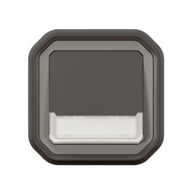 Legrand - Poussoir NO-NF lumineux avec voyant étanche Plexo 10A IP55 IK08 complet fixation encastré - anthracite - Réf : 069854L