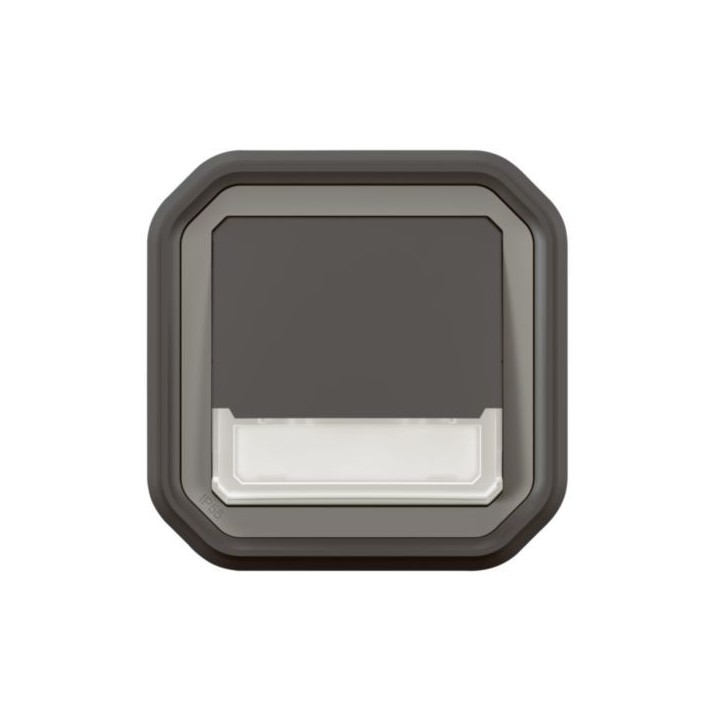 Legrand - Poussoir NO-NF lumineux avec voyant étanche Plexo 10A IP55 IK08 complet fixation encastré - anthracite - Réf : 069854L