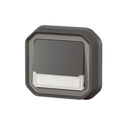 Legrand - Poussoir NO-NF lumineux avec voyant étanche Plexo 10A IP55 IK08 complet fixation encastré - anthracite - Réf : 070039