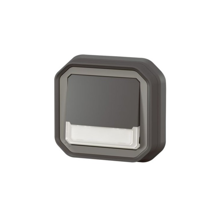 Legrand - Poussoir NO-NF lumineux avec voyant étanche Plexo 10A IP55 IK08 complet fixation encastré - anthracite - Réf : 070039