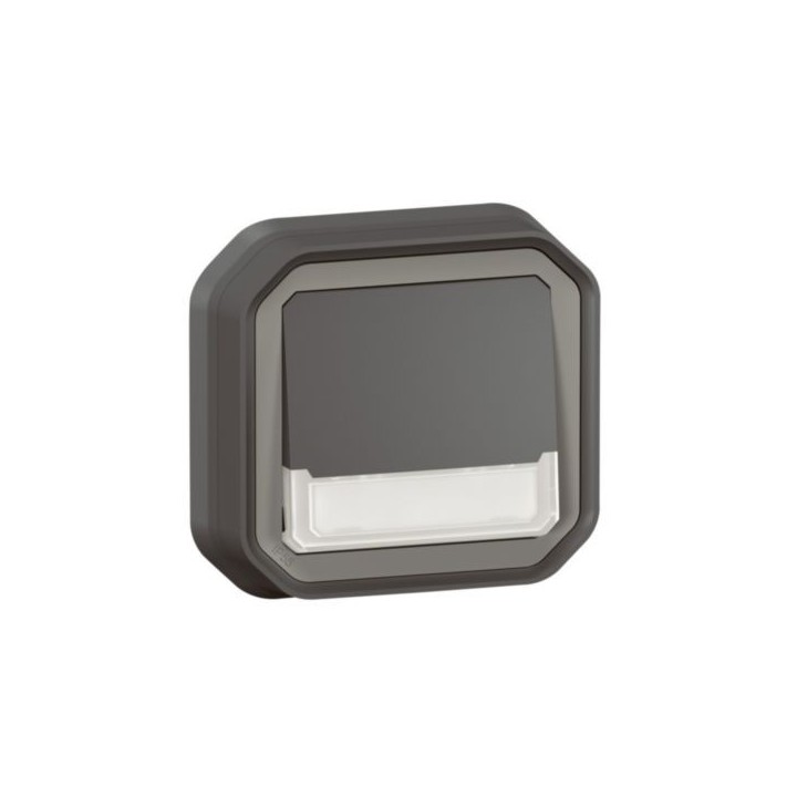 Legrand - Poussoir NO-NF lumineux avec voyant étanche Plexo 10A IP55 IK08 complet fixation encastré - anthracite - Réf : 070039