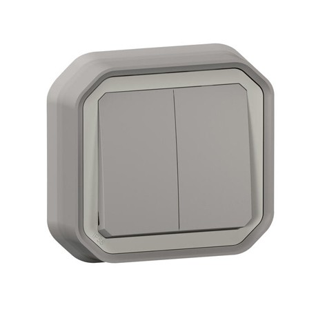 Legrand - Commande double étanche pour réaliser 3 fonctions Plexo IP55 IK08 complet encastré - gris - Réf : 069815L