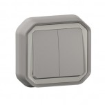Legrand - Commande double étanche pour réaliser 3 fonctions Plexo IP55 IK08 complet encastré - gris - Réf : 069815L