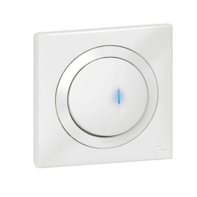 Legrand - Poussoir simple avec voyant lumineux dooxie IP44 6A 250V~ livré avec plaque carrée blanche - Réf : 600014