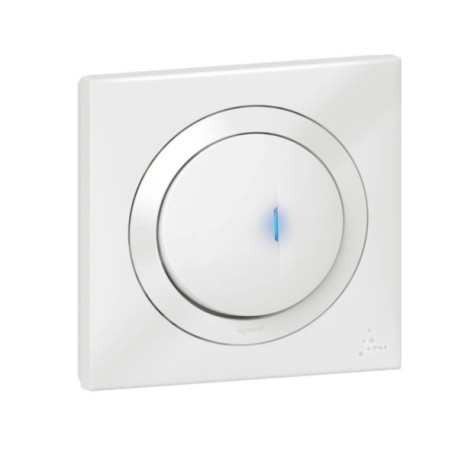 Legrand - Poussoir simple avec voyant lumineux dooxie IP44 6A 250V~ livré avec plaque carrée blanche - Réf : 600014