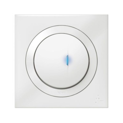 Legrand - Poussoir simple avec voyant lumineux dooxie IP44 6A 250V~ livré avec plaque carrée blanche - Réf : 600014