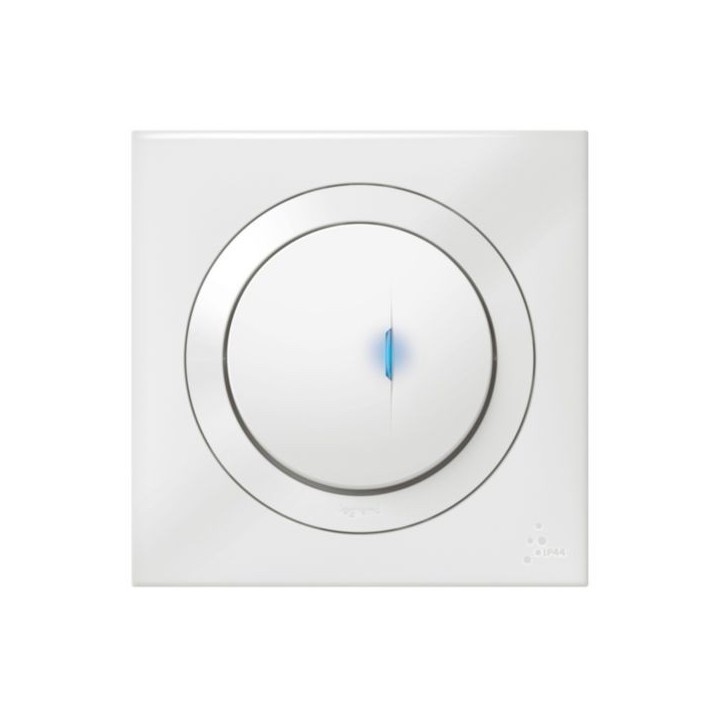 Legrand - Poussoir simple avec voyant lumineux dooxie IP44 6A 250V~ livré avec plaque carrée blanche - Réf : 600014
