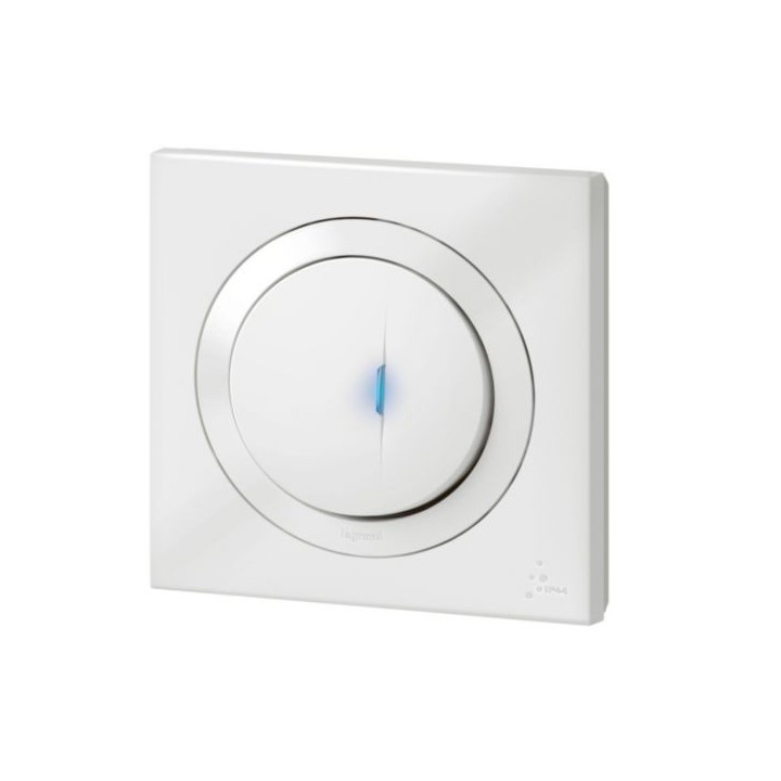 Legrand - Poussoir simple avec voyant lumineux dooxie IP44 6A 250V~ livré avec plaque carrée blanche - Réf : 600014