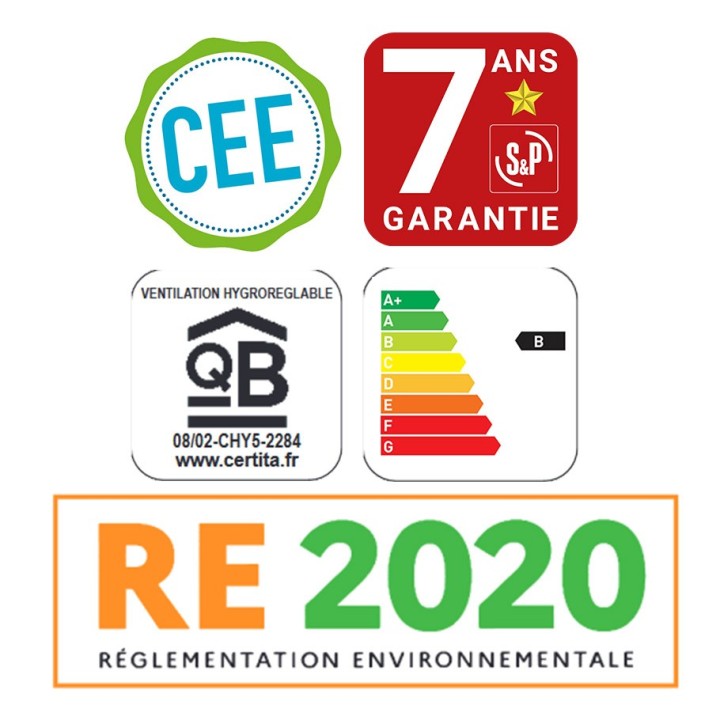 S&P - Kit VMC Simple-Flux Hygroréglable Hydra Ecowatt + - Habitat du T1 au T7 - Réf : 604212