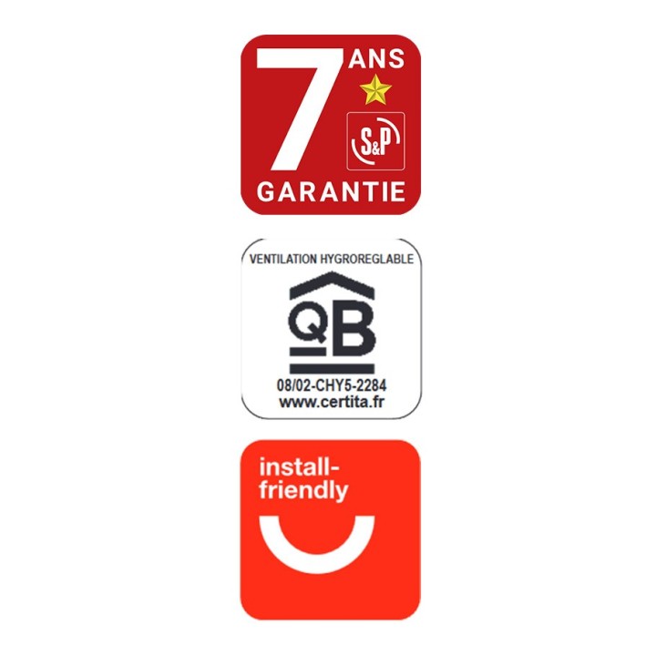 S&P - Pack VMC Hygro Standard avec 3 bouches + 2 Gaines Ø82 + 1 Gaine Ø127 et Ø163 + 1 bouche cellier - Réf : PACK607711