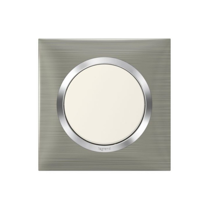 Legrand - Plaque carrée dooxie 1 poste finition effet inox brossé - Réf : 600871