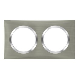 Legrand - Plaque carrée dooxie 2 postes finition effet inox brossé - Réf : 600872