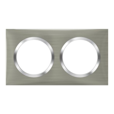 Legrand - Plaque carrée dooxie 2 postes finition effet inox brossé - Réf : 600872