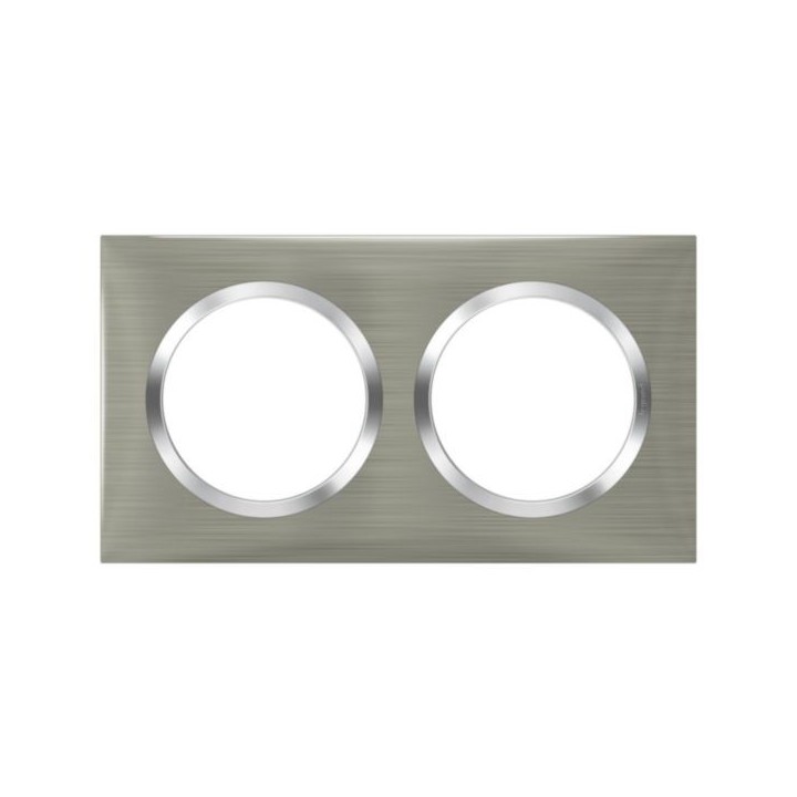 Legrand - Plaque carrée dooxie 2 postes finition effet inox brossé - Réf : 600872