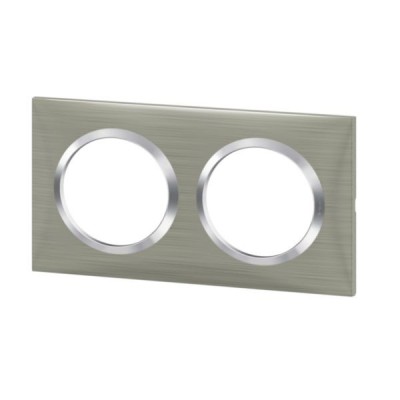 Legrand - Plaque carrée dooxie 2 postes finition effet inox brossé - Réf : 600872