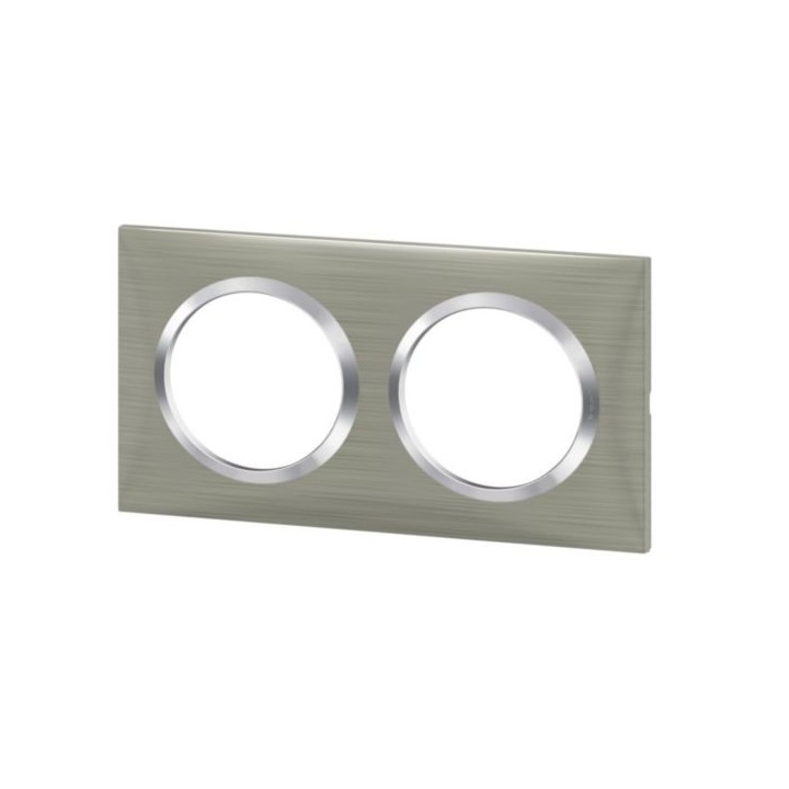 Legrand - Plaque carrée dooxie 2 postes finition effet inox brossé - Réf : 600872