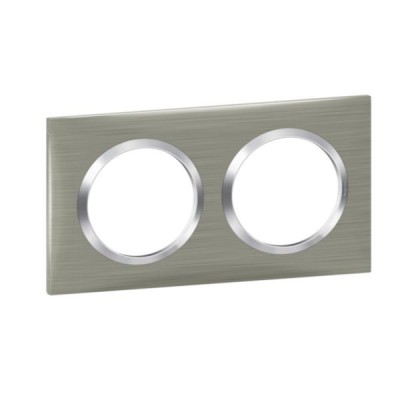 Legrand - Plaque carrée dooxie 2 postes finition effet inox brossé - Réf : 600872