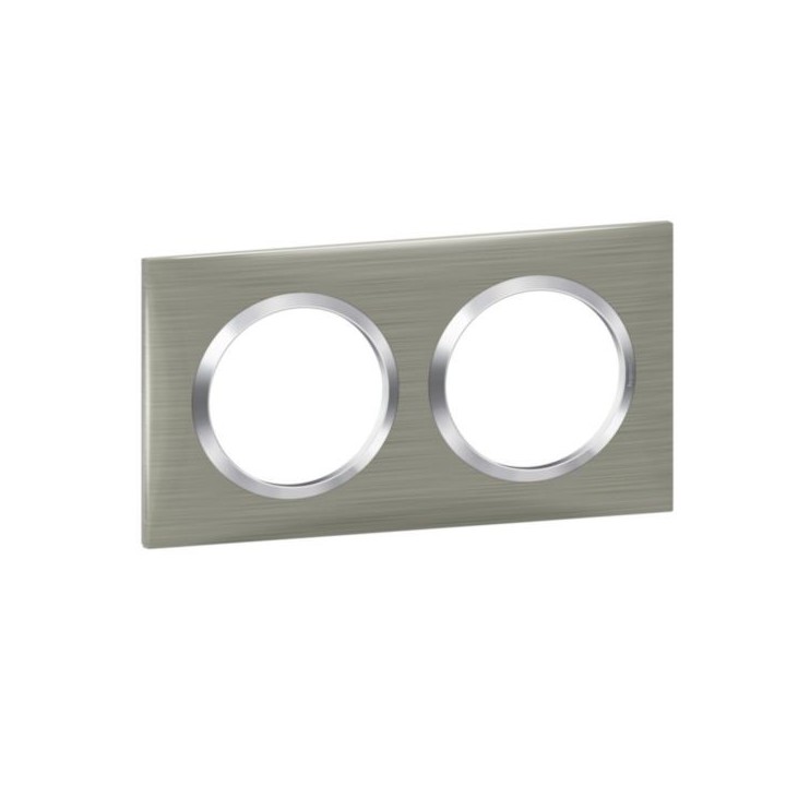 Legrand - Plaque carrée dooxie 2 postes finition effet inox brossé - Réf : 600872