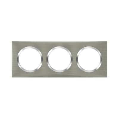 Legrand - Plaque carrée dooxie 3 postes finition effet inox brossé - Réf : 600873