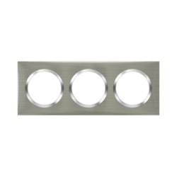 Legrand - Plaque carrée dooxie 3 postes finition effet inox brossé - Réf : 600873