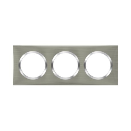 Legrand - Plaque carrée dooxie 3 postes finition effet inox brossé - Réf : 600873