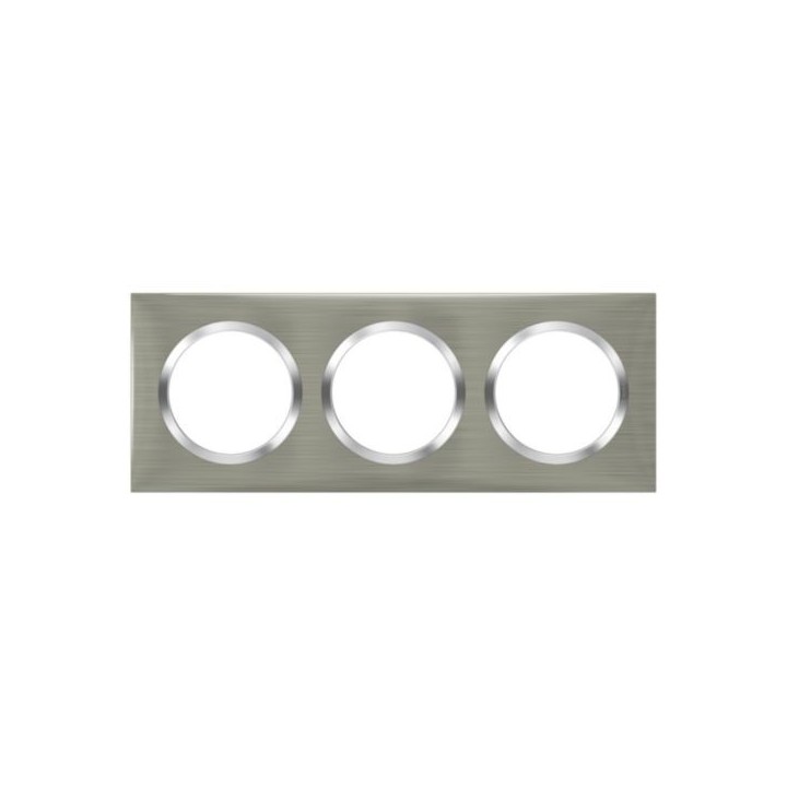 Legrand - Plaque carrée dooxie 3 postes finition effet inox brossé - Réf : 600873