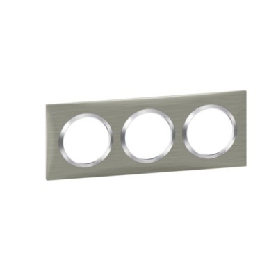 Legrand - Plaque carrée dooxie 3 postes finition effet inox brossé - Réf : 600873