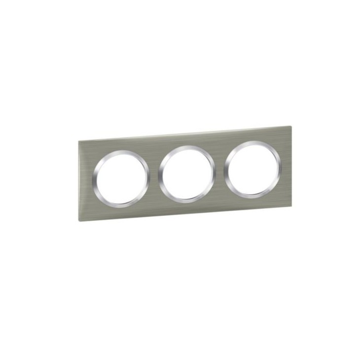 Legrand - Plaque carrée dooxie 3 postes finition effet inox brossé - Réf : 600873