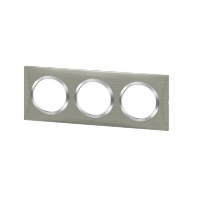 Legrand - Plaque carrée dooxie 3 postes finition effet inox brossé - Réf : 600873