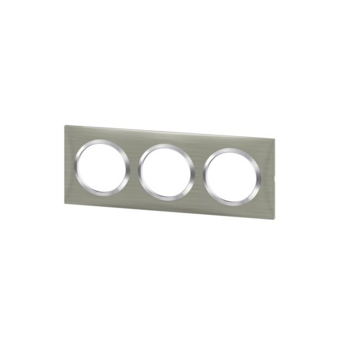 Legrand - Plaque carrée dooxie 3 postes finition effet inox brossé - Réf : 600873