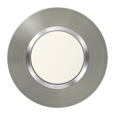 Legrand - Plaque ronde dooxie 1 poste finition effet inox brossé - Réf : 600978